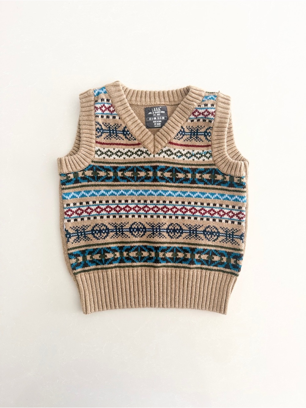 H&M L.O.G.G. Baby Fair Isle Knit Sweater Vest • Size 6-9M